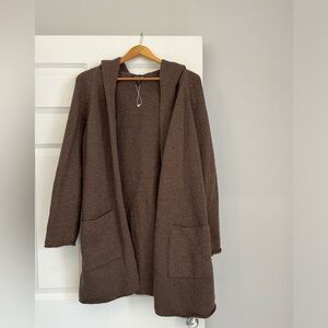 Eileen Fisher Brown Hooded Cardigan